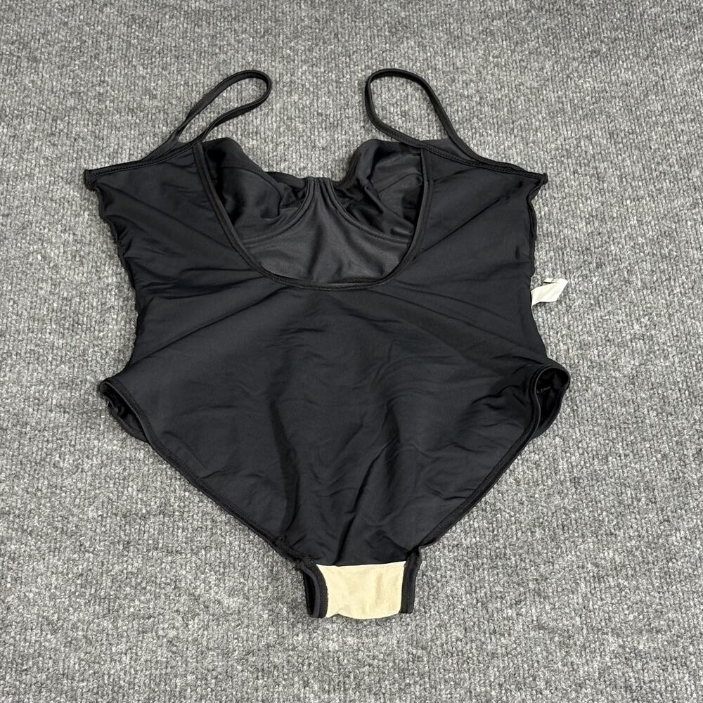 Mary Sol Swimsuit Womens 12 Black One Piece Underwire Spaghetti Strap Mesh Trim - Picture 5 of 12